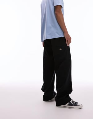 Dickies unionville pleated wide leg work trousers in black
