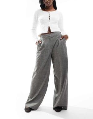 ASOS DESIGN wide leg tailored trouser in herringbone