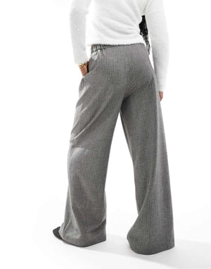 ASOS DESIGN wide leg tailored trouser in herringbone