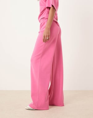 ASOS DESIGN cupro wide leg trouser co-ord in pink