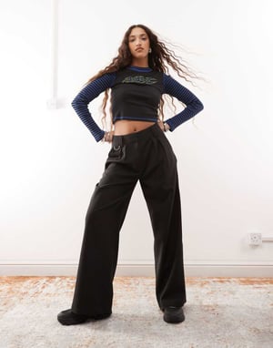 COLLUSION tailored wide leg trouser in black