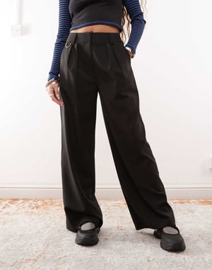 COLLUSION tailored wide leg trouser in black