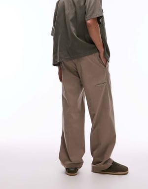 Dickies unionville pleated wide leg work trousers in light tan