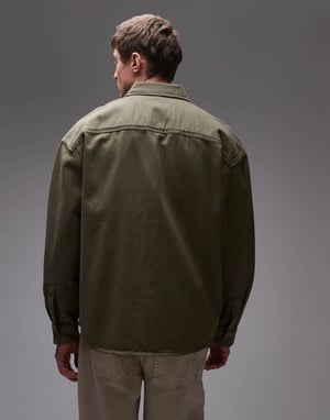 Dickies houston long sleeve denim shirt in khaki green