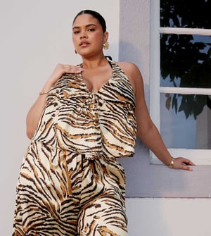 ASOS DESIGN Curve Gia satin wrap top in animal print