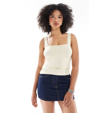 ASOS gathered bust strappy top in buttermilk