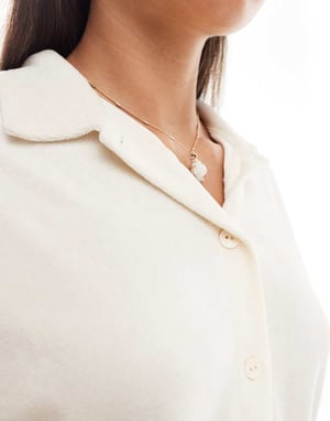 ASOS DESIGN Kelly badlakan co-ord strandskjorta i krämfärg