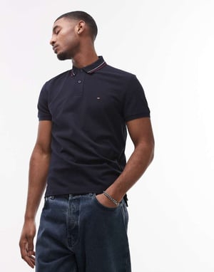 Tommy Hilfiger regular cotton polo shirt in navy