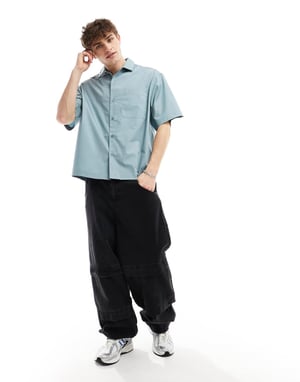 ASOS DESIGN oversized poplin-skjorta i ljus teal