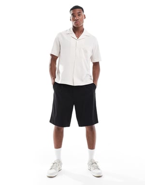 Couture Club patchworkrandig semester-skorta i off white