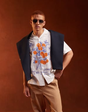 ASOS DESIGN avslappnad skjorta med fruktplaceringstryck