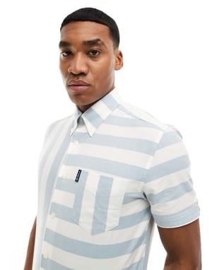 Ben Sherman kortärmad patchworkskjorta i ljusblått