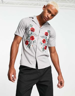 Bolongaro Trevor skjorta med rosbroderi i sten