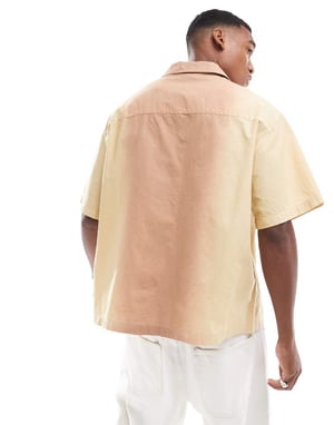 ASOS DESIGN oversized skjorta i linnelook med utility i orange ombre