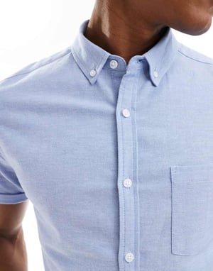 ASOS DESIGN kortärmad slim oxfordskjorta i blått