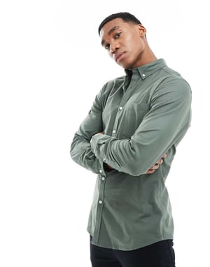 ASOS DESIGN slim fit oxfordskjorta i medelgrön