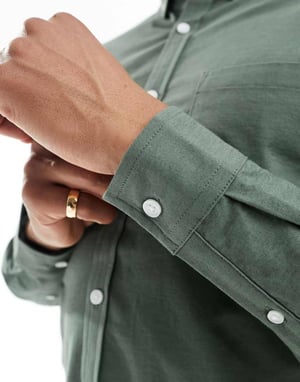 ASOS DESIGN slim fit oxfordskjorta i medelgrön