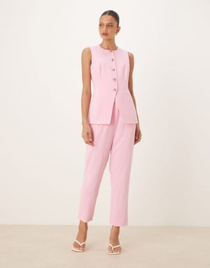 Nobody's Child long line crew waistcoat co-ord in pink