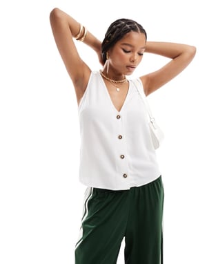ASOS DESIGN linne-liknande väst i vit