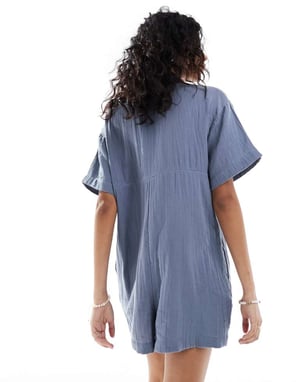 ASOS DESIGN skjortoverall i blått