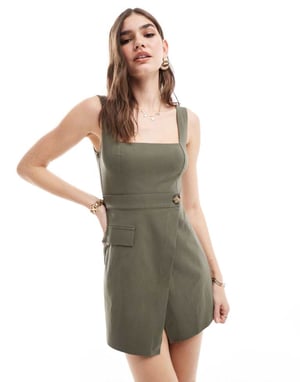 ASOS DESIGN utility skort playdräkt i khaki