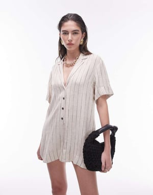 Topshop knäppning rompers i naturlig rand