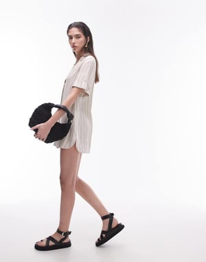 Topshop knäppning rompers i naturlig rand