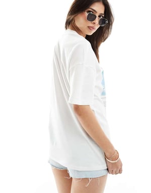 ENDAST oversized t-shirt med palm spring print i vitt