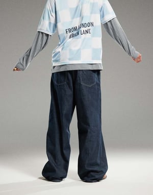 Weekday Astro unisex lågrisk baggy jeans i blå tvätt