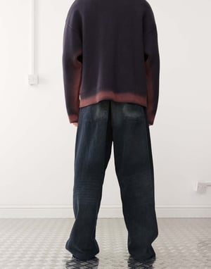 Weekday Unisex Astro lågrisk löst sittande baggy jeans i streckig blå tvätt