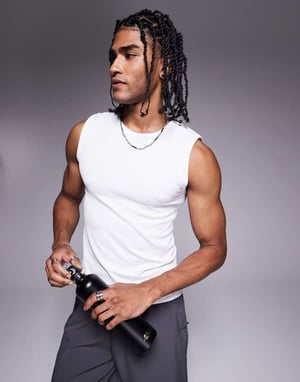 4505 slim fit seamless ribbed training tank in white