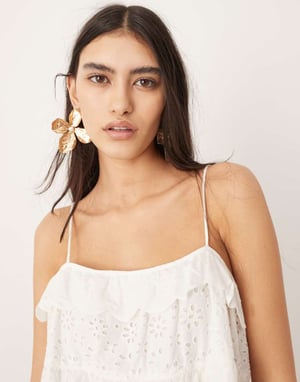 ASOS EDITION super full broderie spetstopp i vitt