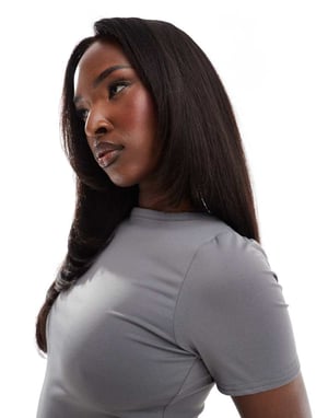 Missyempire dubbel lager slinky tajt t-shirt i kolgrå