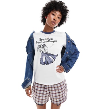 Wrangler western grafik ringer t-shirt i vitt