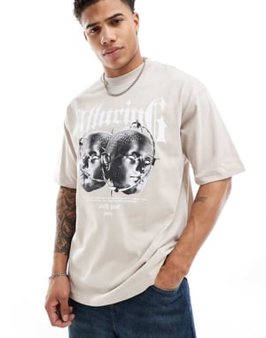 Sixth June framtryck kemisk t-shirt i stenskala