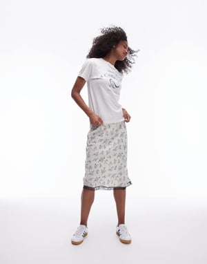 Topshop grafisk trattoria la costa slim t-shirt i ecru