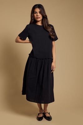 Petite Dropped Waist Tshirt Midi Dress