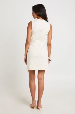 Seam Detail Button Down Denim Mini Dress