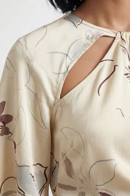 Floral Print Asymmetric One Sleeve Bias Maxi Dress With Keyhole