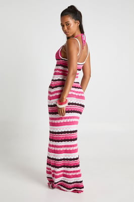 Crochet Stripe Stitch Maxi Dress