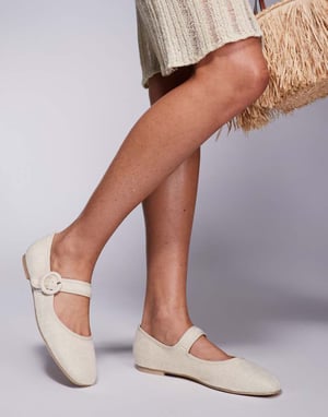 Public Desire Griffin mary jane ballet flats in natural raffia