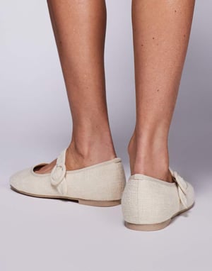 Public Desire Griffin mary jane ballet flats in natural raffia