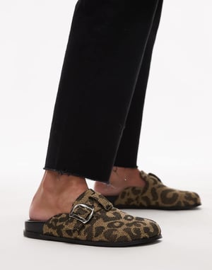 Topshop Beck clog in leopard print