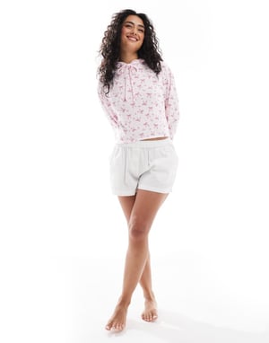 Cotton On super soft long sleeve pyjama hoodie in berry bow