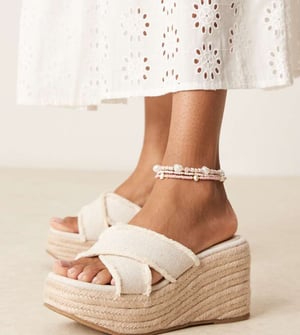 ASOS DESIGN Wide Fit Twirl cross strap wedges in natural
