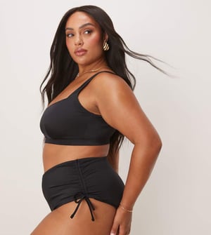ASOS DESIGN Curve Maya high leg v-front bikini bottom in black
