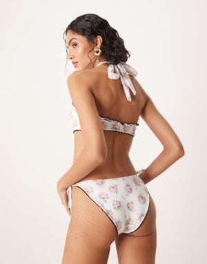 For Love & Lemons Cordelia Bikini bottom co-ord in white floral