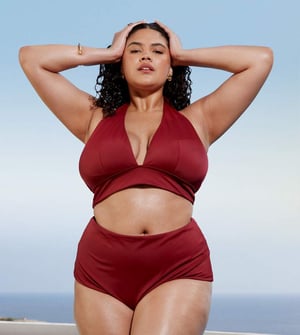 ASOS DESIGN Curve Maya mix and match high waist bikini bottom in burgundy