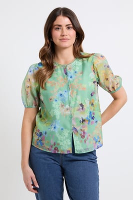 Organza Puff Sleeve Top