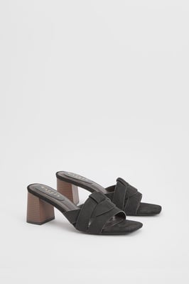 Brooklyn Faux Suede Block Heel Mules